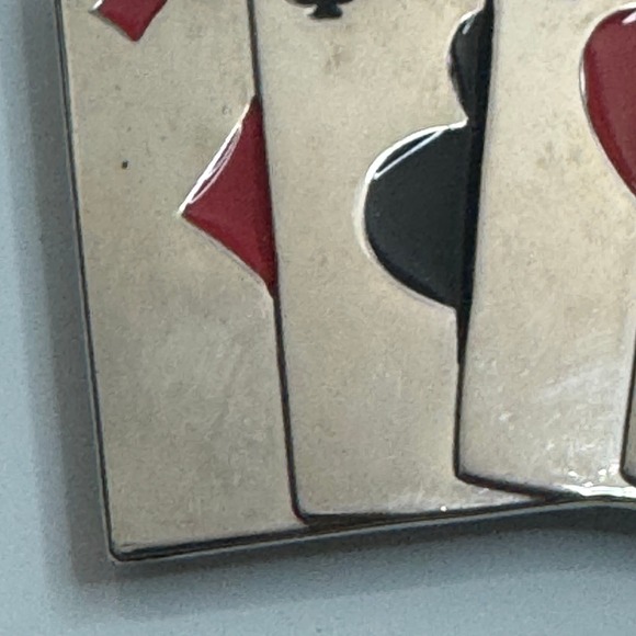 Four Aces Playing Card Belt Buckle Silver Tone‎ Poker Card Design - Picture 7 of 13